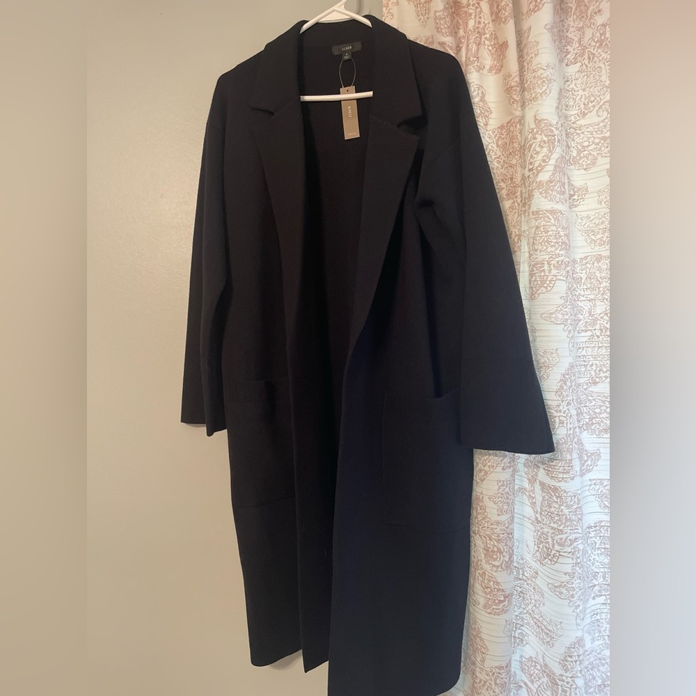 J.Crew Open Front Long Sweater Blazer in black